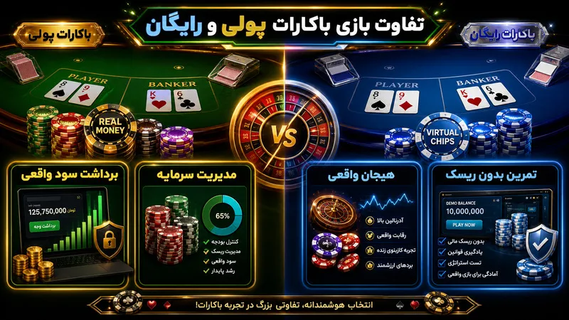تفاوت بازی باکارات پولی و رایگان