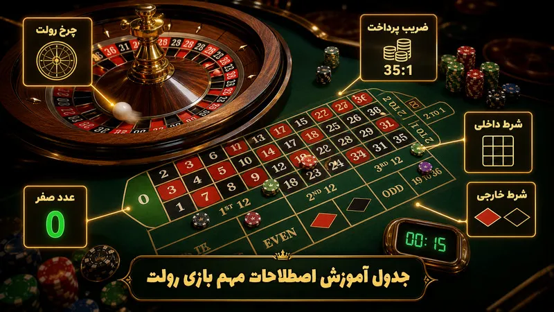 جدول آموزش اصطلاحات مهم بازی رولت